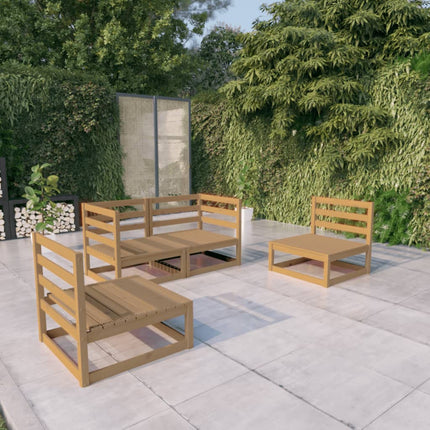 Set Salotto da Giardino 4pz Marrone Ambra Legno Massello Pino