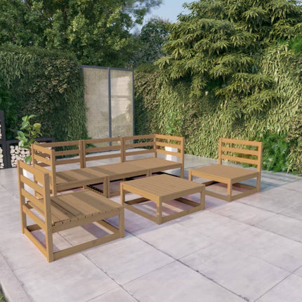 Set Salotto da Giardino 6pz Marrone Ambra Legno Massello Pino