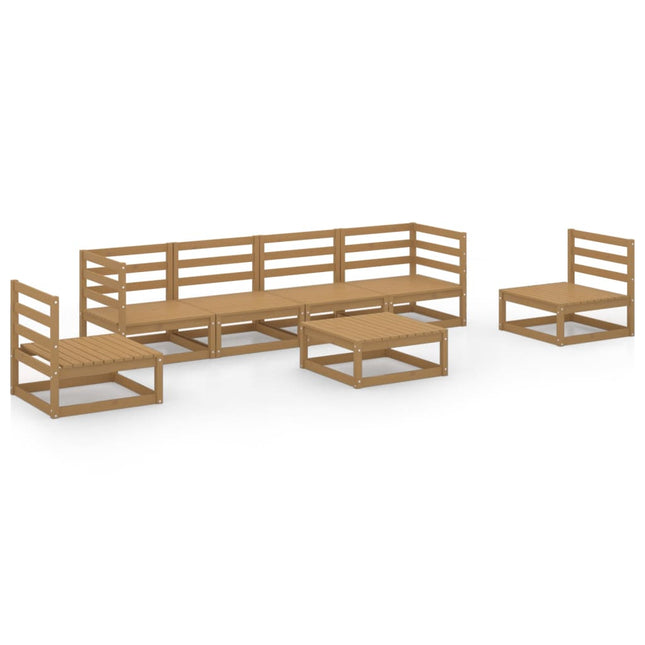 Set Salotto da Giardino 7pz Marrone Ambra Legno Massello Pino