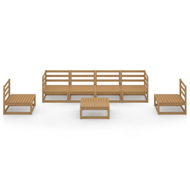 Set Salotto da Giardino 7pz Marrone Ambra Legno Massello Pino