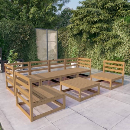 Set Salotto da Giardino 7pz Marrone Ambra Legno Massello Pino