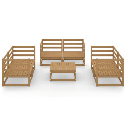 Set Salotto da Giardino 7pz Marrone Ambra Legno Massello Pino