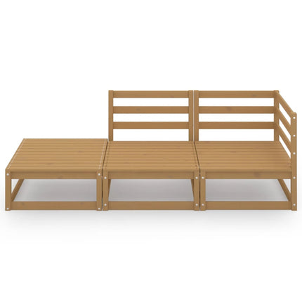 Set Divani da Giardino 3pz Marrone Ambra Legno Massello di Pino