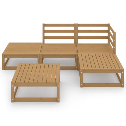 Set Salotto da Giardino 5pz Marrone Ambra Legno Massello Pino