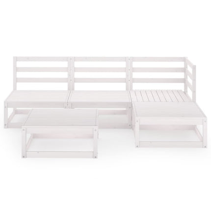 Set Divani da Giardino 5 pz Bianco in Legno Massello di Pino