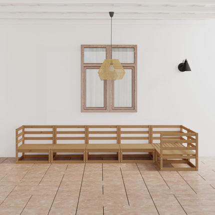 Set Salotto da Giardino 6pz Marrone Ambra Legno Massello Pino
