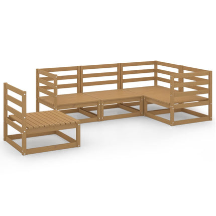 Set Salotto da Giardino 5pz Marrone Ambra Legno Massello Pino