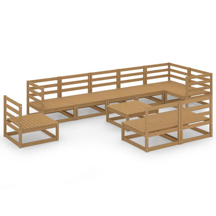 Set Divani da Giardino 10 pz Marrone Ambra in Massello di Pino