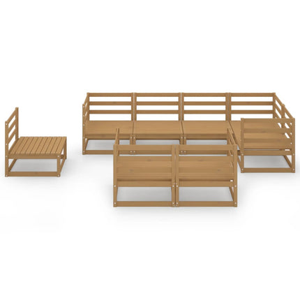 Set Salotto da Giardino 8pz Marrone Ambra Legno Massello Pino