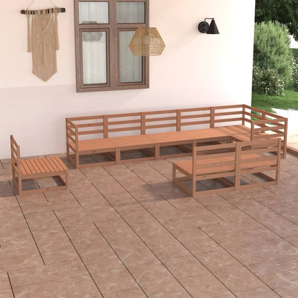Set Salotto da Giardino 9pz Marrone Ambra Legno Massello Pino
