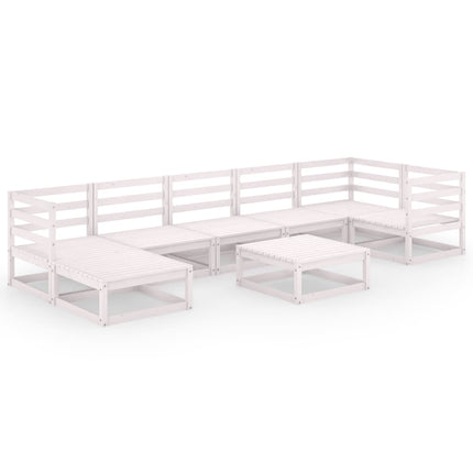 Set Divani da Giardino 8 pz Bianchi in Legno Massello di Pino
