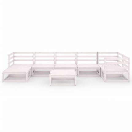 Set Divani da Giardino 8 pz Bianchi in Legno Massello di Pino
