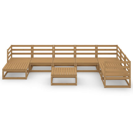 Set Salotto da Giardino 9pz Marrone Ambra Legno Massello Pino