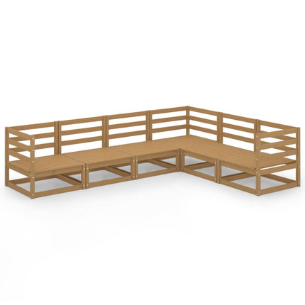 Set Salotto da Giardino 6pz Marrone Ambra Legno Massello Pino