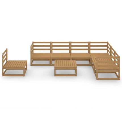 Set Salotto da Giardino 8pz Marrone Ambra Legno Massello Pino