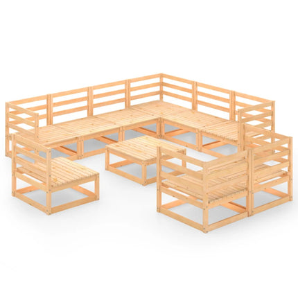 Set Divani da Giardino 10 pz in Legno Massello di Pino