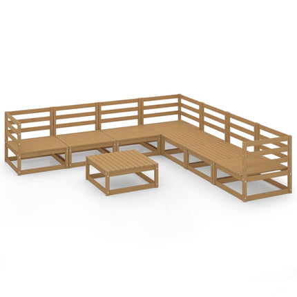Set Salotto da Giardino 8pz Marrone Ambra Legno Massello Pino