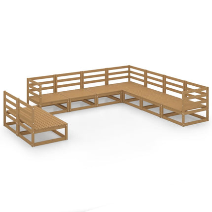 Set Salotto da Giardino 9pz Marrone Ambra Legno Massello Pino