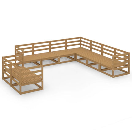Set Salotto da Giardino 9pz Marrone Ambra Legno Massello Pino