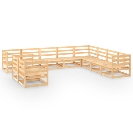 Set Divani da Giardino 10 pz in Legno Massello di Pino