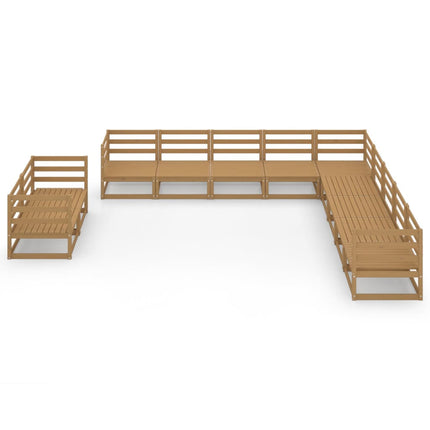 Set Salotto da Giardino 11pz Marrone Ambra Legno Massello Pino