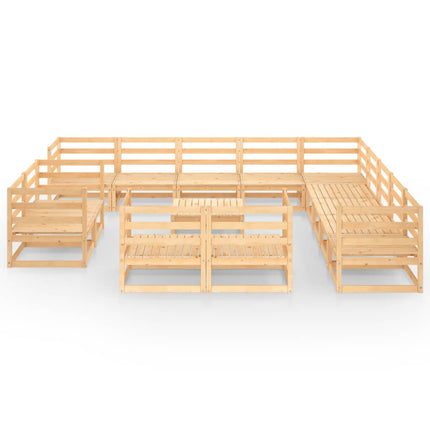 Set Divani da Giardino 14 pz in Legno Massello di Pino