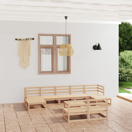 Set Divani da Giardino 10 pz in Legno Massello di Pino