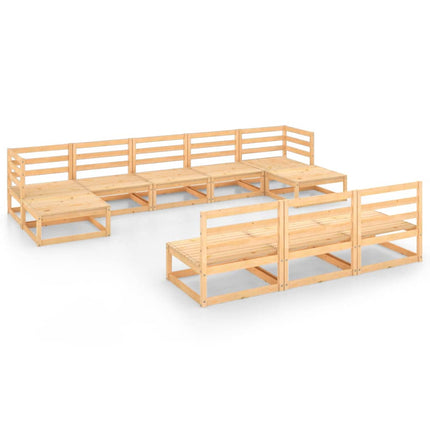 Set Divani da Giardino 10 pz in Legno Massello di Pino