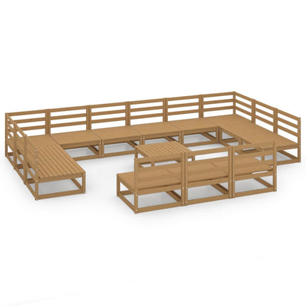 Set Divani da Giardino 14 pz in Legno Massello di Pino