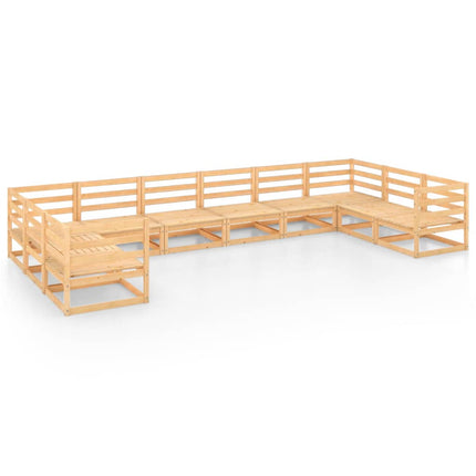 Set Divani da Giardino 10 pz in Legno Massello di Pino