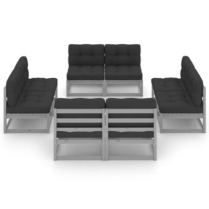 Set Divani da Giardino 8 pz con Cuscini Legno Massello Pino