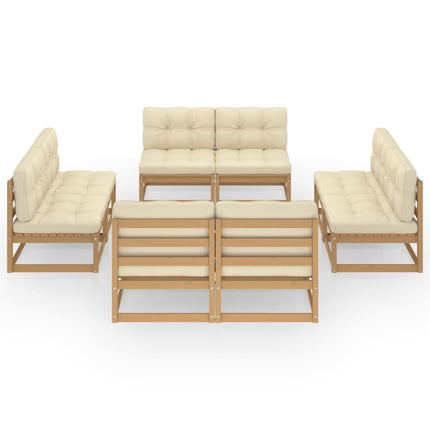Set Divani da Giardino 8 pz con Cuscini Legno Massello Pino