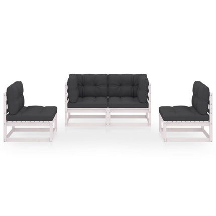Set Divani da Giardino 4 pz con Cuscini Legno Massello Pino