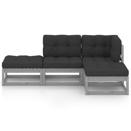 Set Divani da Giardino 4 pz con Cuscini Legno Massello Pino