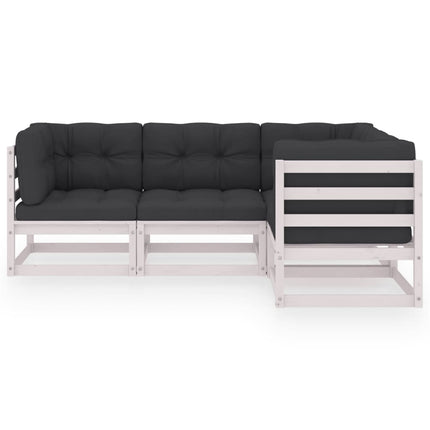 Set Divani da Giardino 4 pz con Cuscini Legno Massello Pino