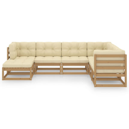 Set Salotto Giardino 7 pz con Cuscini in Legno Massello di Pino