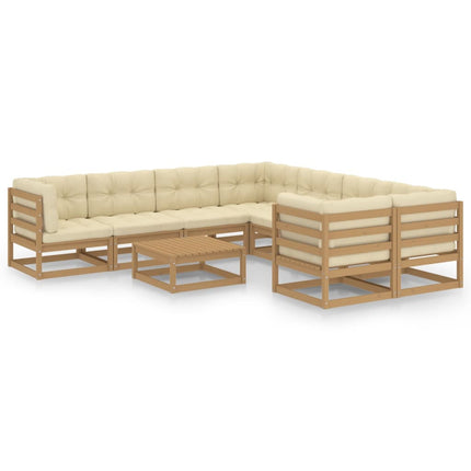 Set Salotto Giardino e Cuscini 9 pz Legno Massello Pino Ambra
