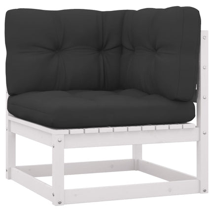 Set Divani da Giardino 10 pz Cuscini Bianchi Massello di Pino