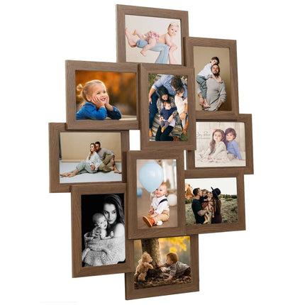 Cornice per Collage 10x(13x18 cm) Foto Marrone Chiaro in MDF