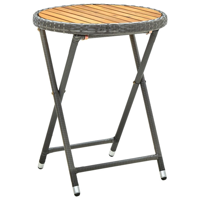 Tavolino da TÃ¨ Grigio 60 cm in Polyrattan e Massello di Acacia
