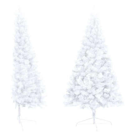 Albero di Natale a MetÃ  Preilluminato con Palline Bianco 210 cm