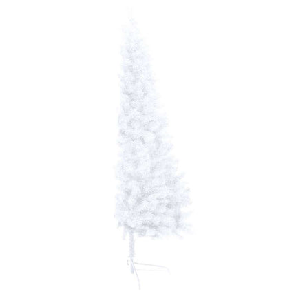 Albero di Natale a MetÃ  Preilluminato con Palline Bianco 210 cm