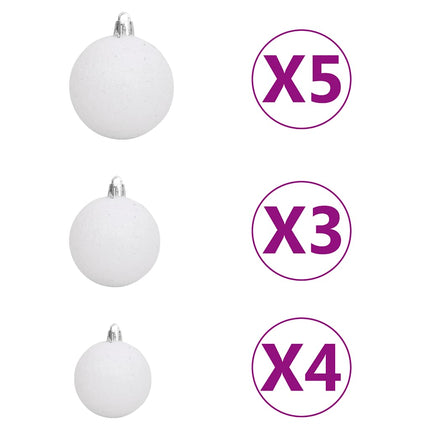 Albero di Natale a MetÃ  Preilluminato con Palline Bianco 210 cm