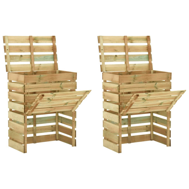 Compostiere da Giardino Doghe 2 pz 80x50x100 cm Pino Impregnato