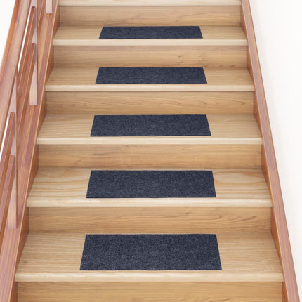 Tappeti Adesivi Rettangolari per Scale 15pz 60x25 cm Grigio Blu
