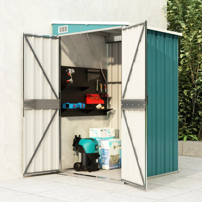Capanno Giardino a Parete Verde 118x100x178 cm Acciaio Zincato