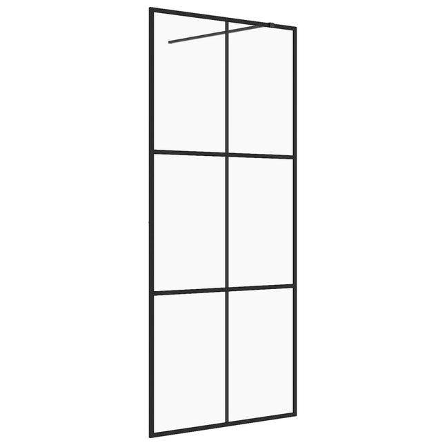 Parete Doccia Walk-in in Vetro Trasparente ESG Nera 80x195 cm