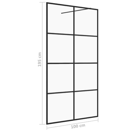 Parete per Doccia Walk-in Vetro Trasparente ESG 100x195cm Nera