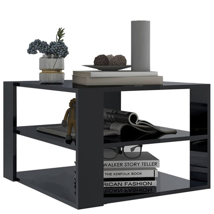 Tavolino da Salotto Nero Lucido 60x60x40 cm Legno Multistrato