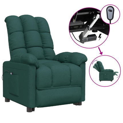 Poltrona Elettrica Reclinabile Verde Scuro in Tessuto